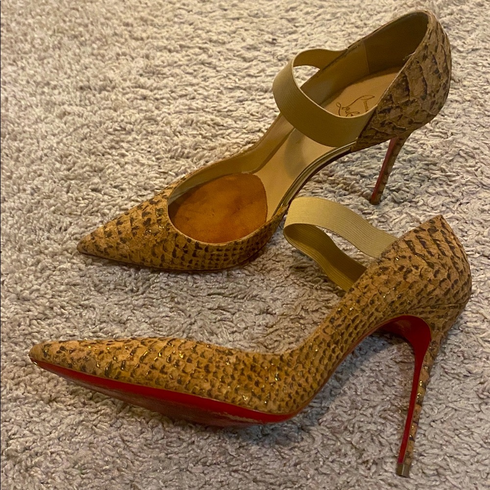 Christian Louboutin Tan Snakeskin Heels